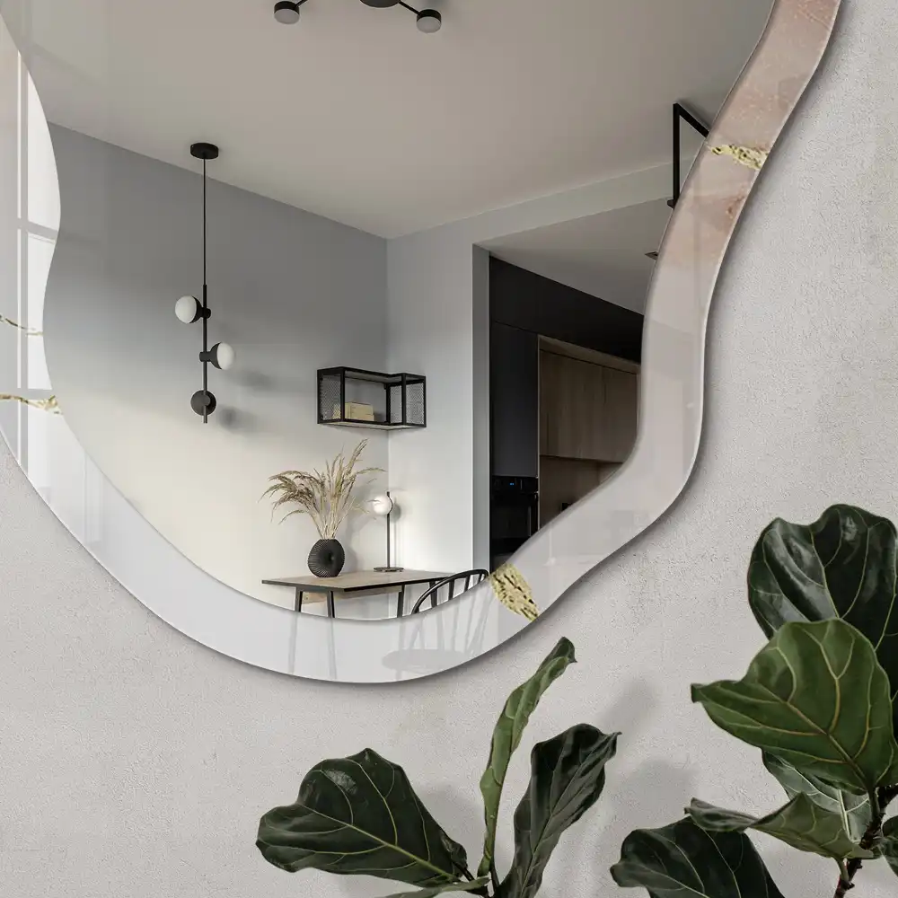 Miroir décoratif irrégulier à motif marbré