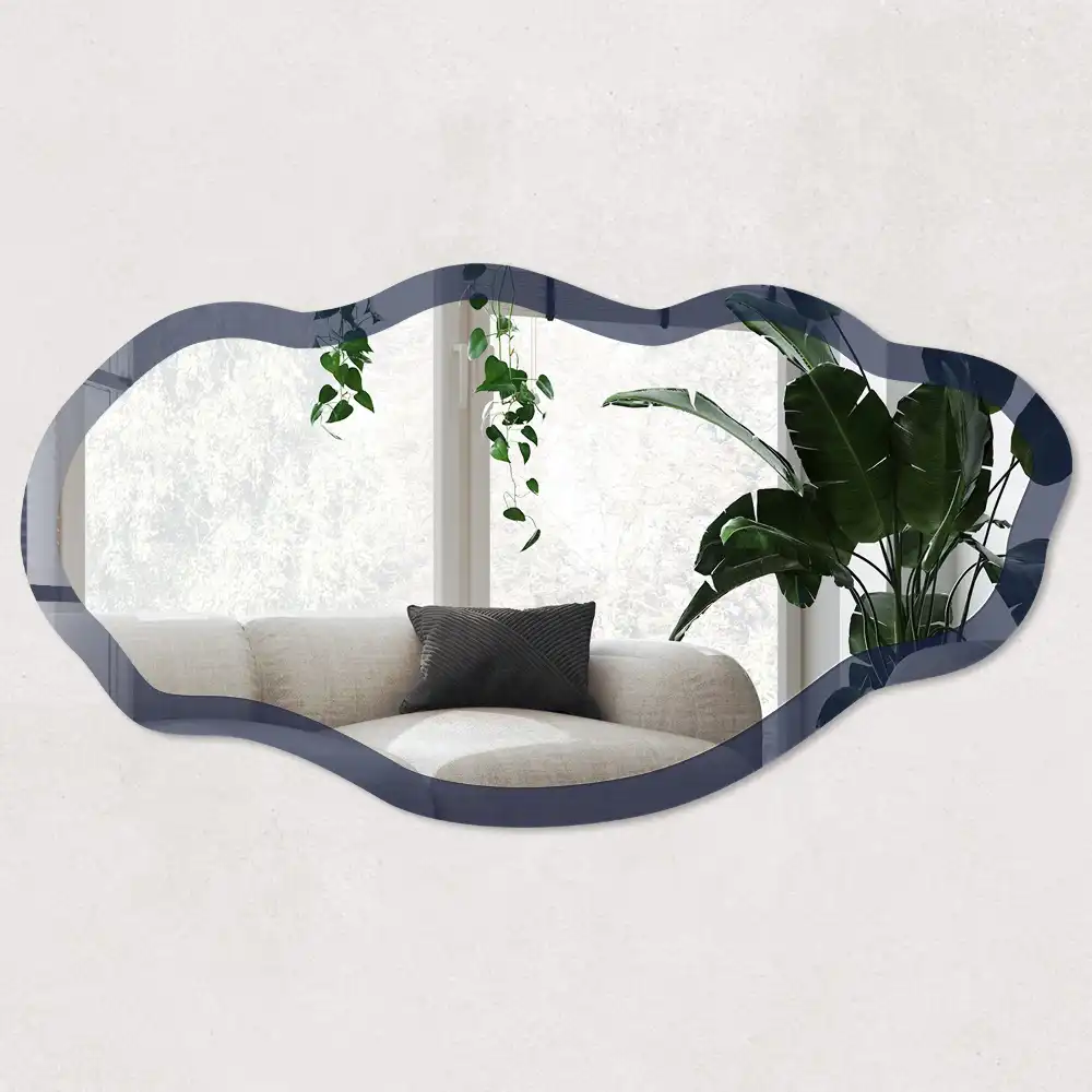 Miroir décoratif irrégulier avec impression bleu marine
