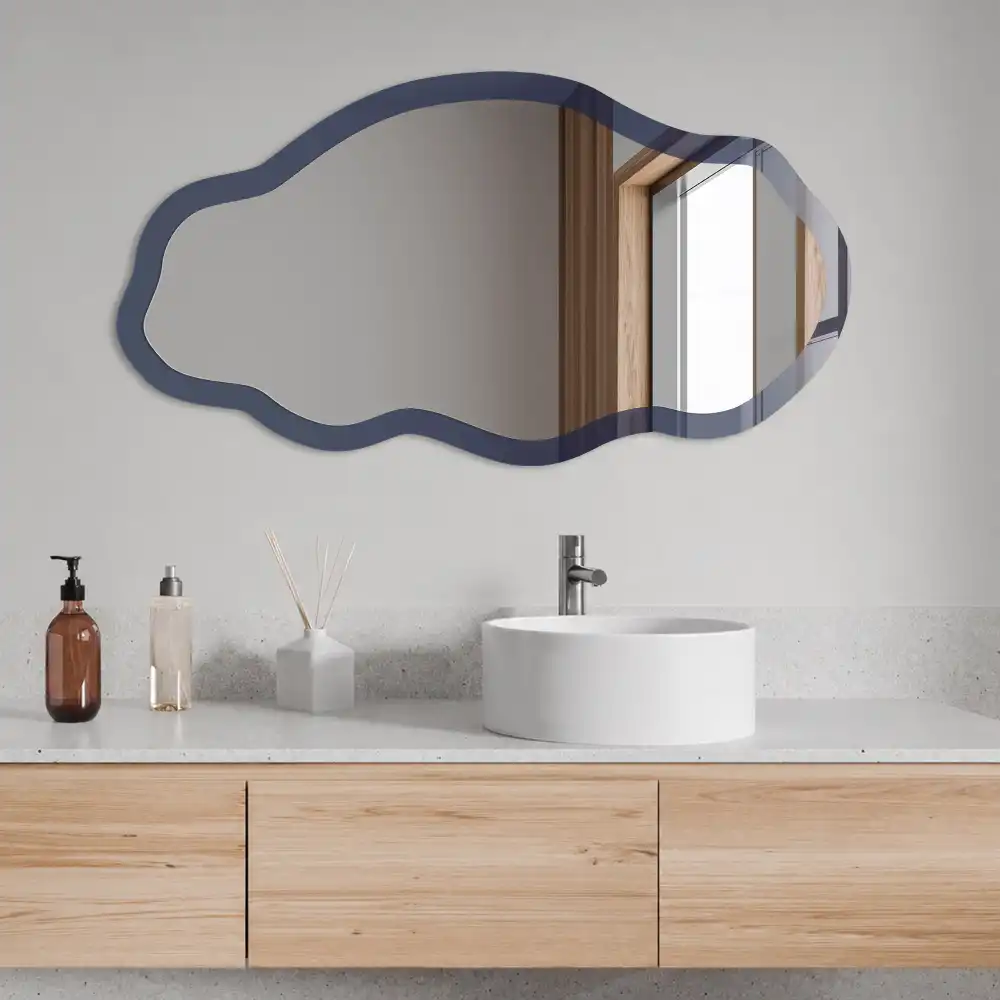 Miroir décoratif irrégulier avec impression bleu marine