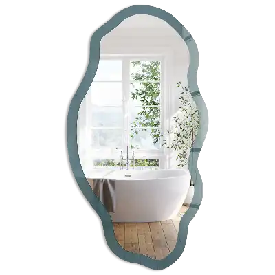Miroir décoratif irrégulier à motif imprimé turquoise foncé