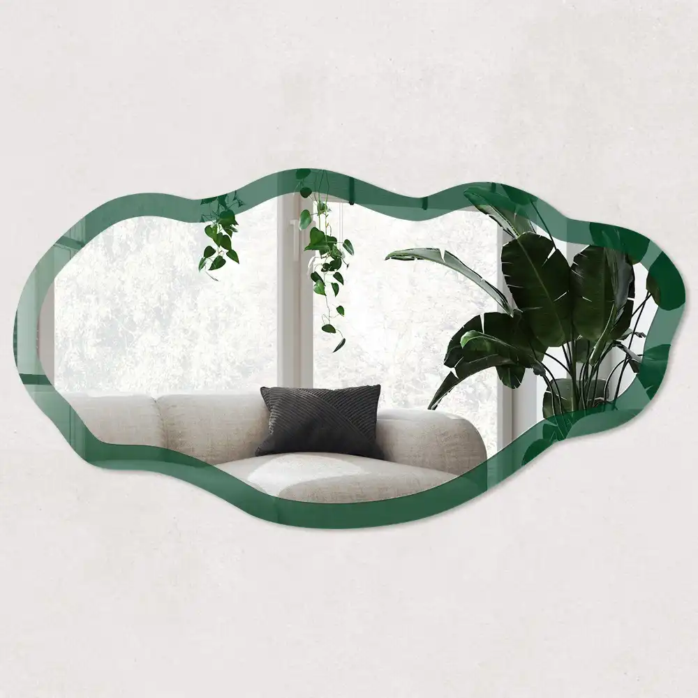 Miroir irrégulier à impression vert bouteille