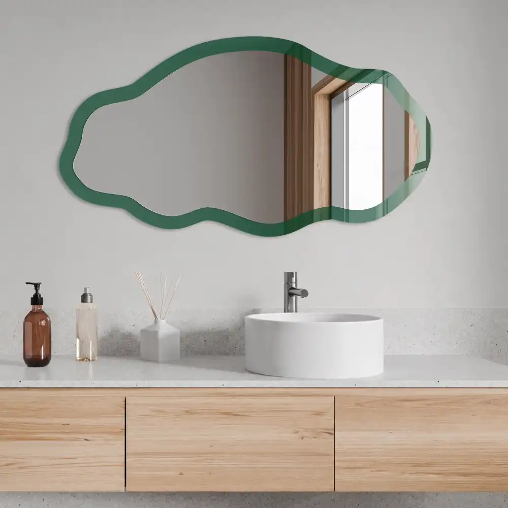 Miroir irrégulier à impression vert bouteille