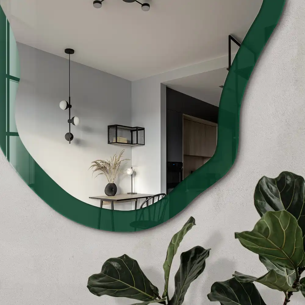 Miroir irrégulier à impression vert bouteille