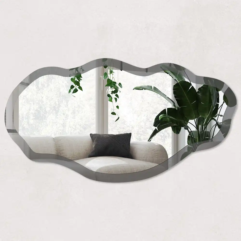 Miroir décoratif irrégulier à impression gris foncé