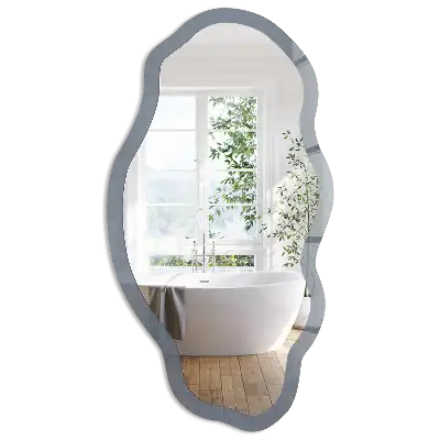 Miroir encadré à impression de forme irrégulière gris froid