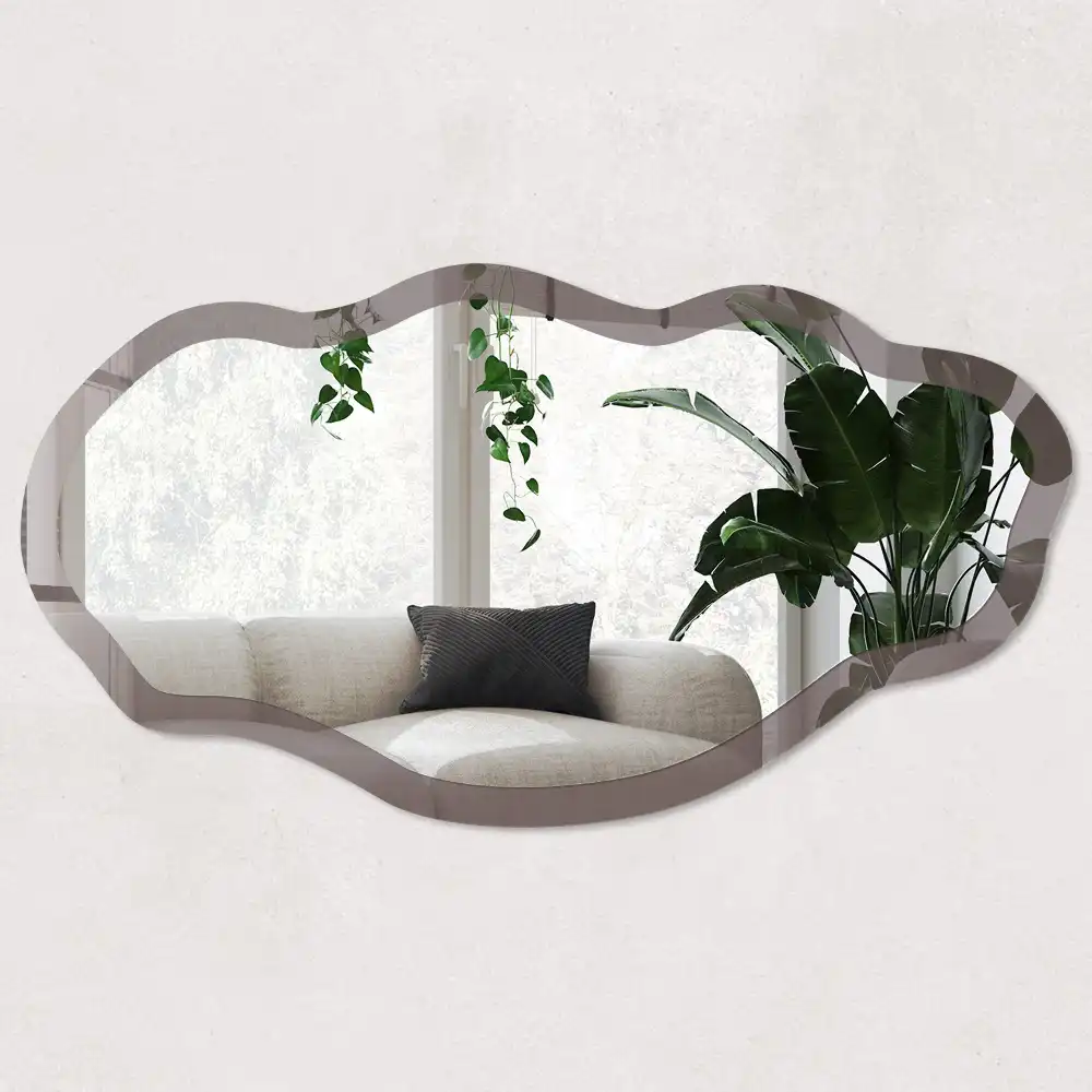 Miroir irrégulier avec impression brun délavé