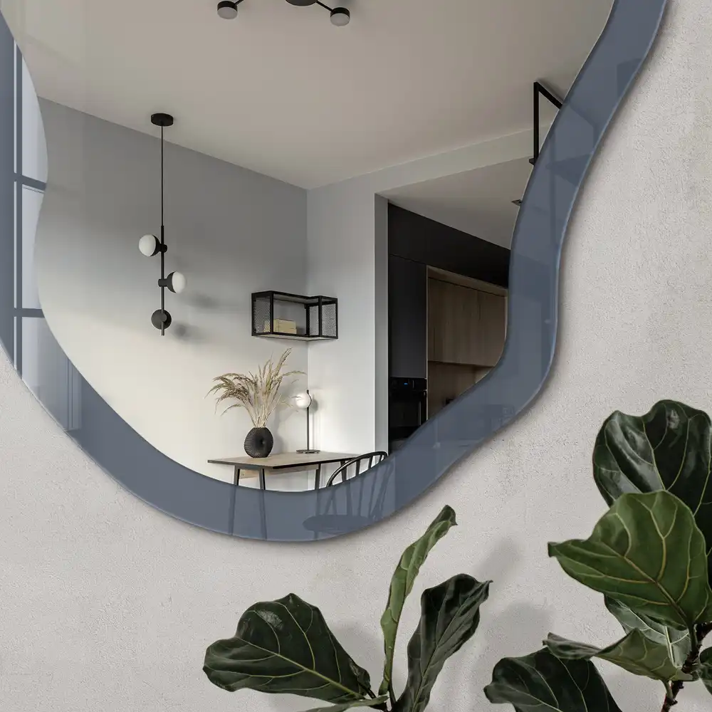 Miroir irrégulier avec impression brun délavé
