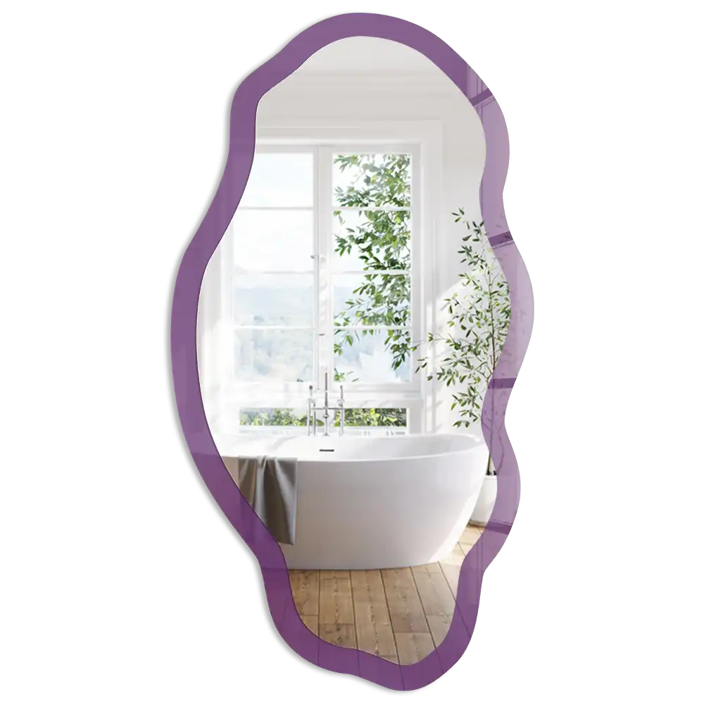 Miroir décoratif irrégulier avec impression violet soutenu