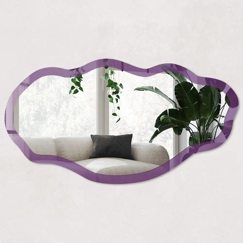 Miroir décoratif irrégulier avec impression violet soutenu