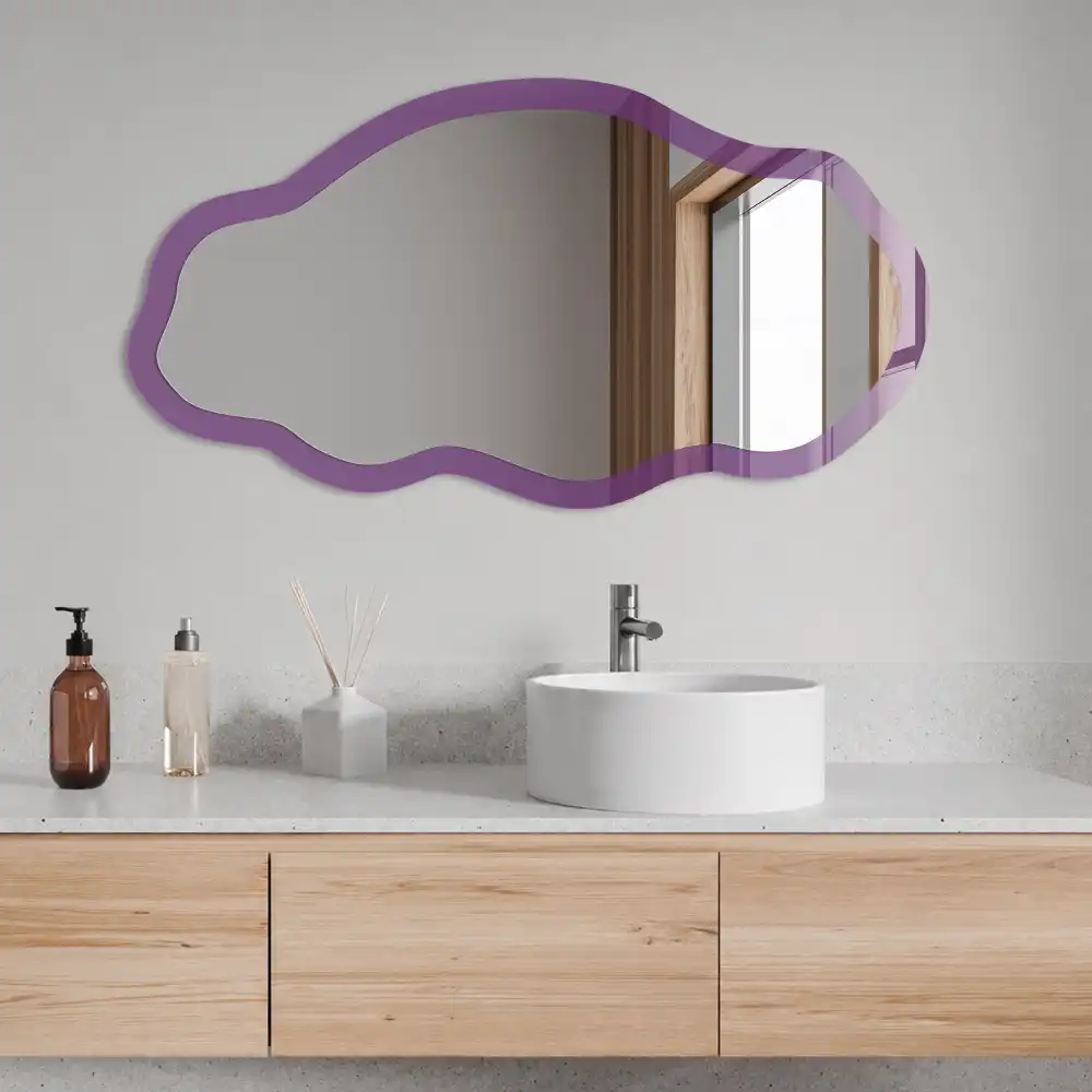 Miroir décoratif irrégulier avec impression violet soutenu