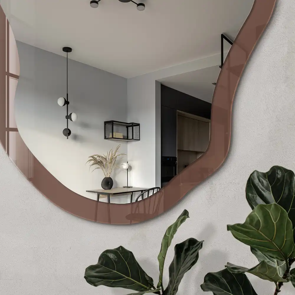 Miroir décoratif irrégulier à impression brune