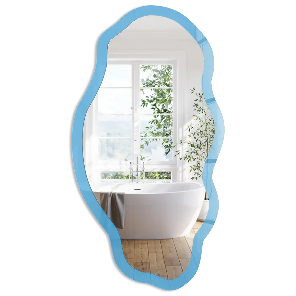 Miroir décoratif irrégulier à impression bleu aquatique