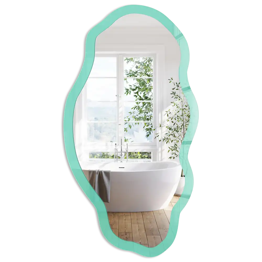 Miroir décoratif irrégulier avec impression menthe soutenue