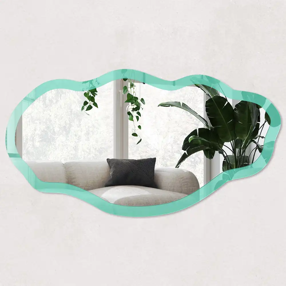 Miroir décoratif irrégulier avec impression menthe soutenue