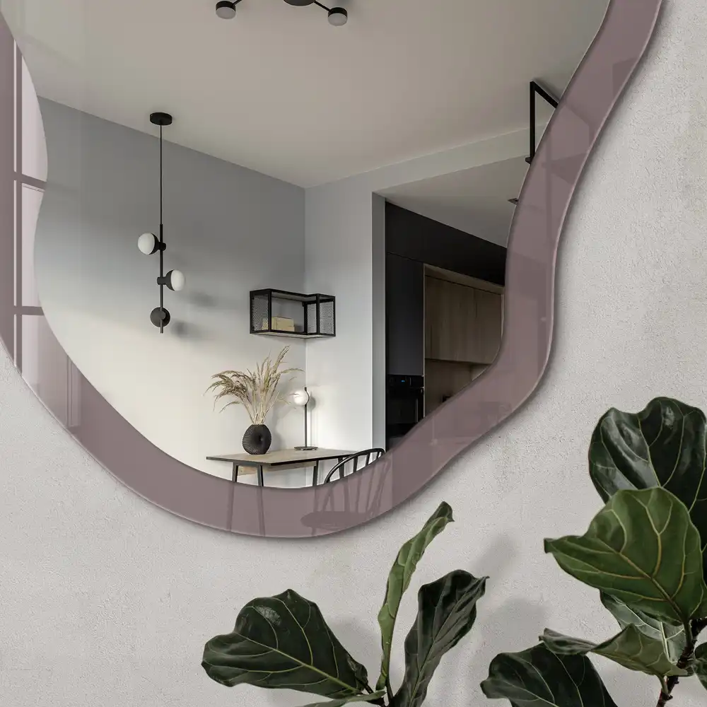 Miroir irrégulier avec impression brun cendré