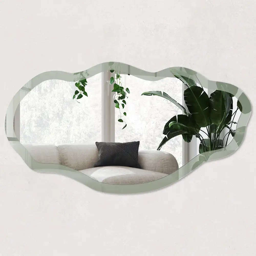 Miroir irrégulier avec impression sauge