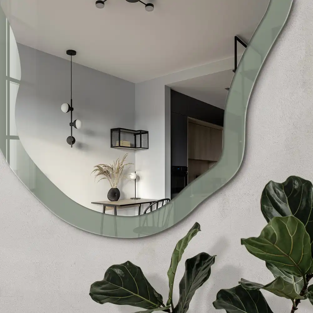 Miroir irrégulier avec impression sauge