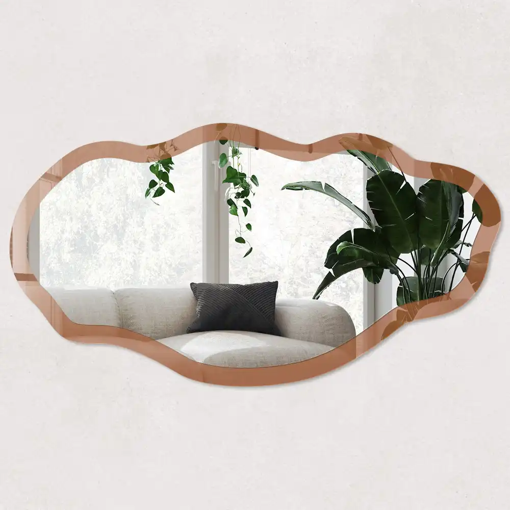 Miroir décoratif irrégulier à motif imprimé orange foncé