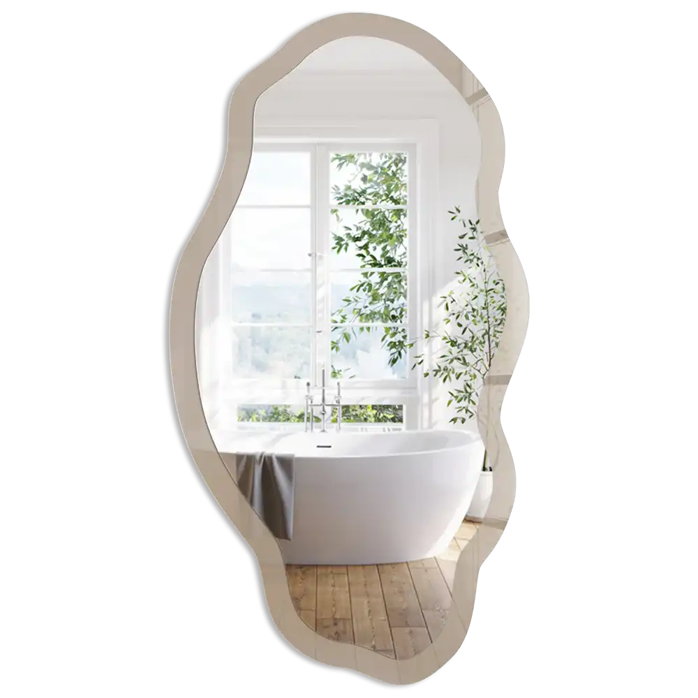 Miroir décoratif irrégulier avec impression brun clair
