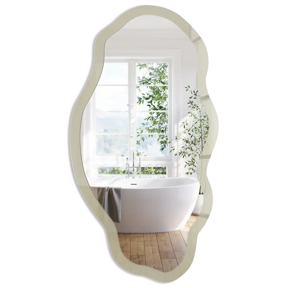 Miroir encadré à impression de forme irrégulière crème foncé