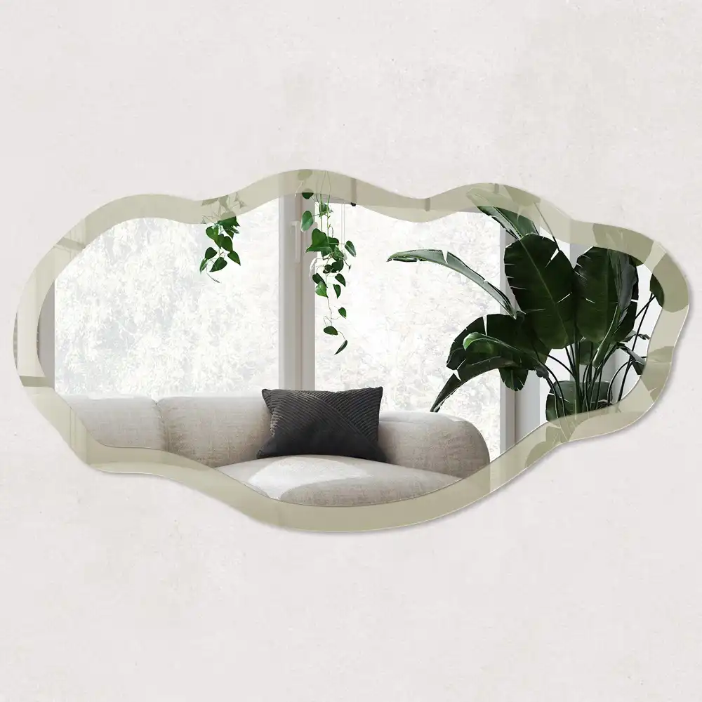 Miroir encadré à impression de forme irrégulière crème foncé