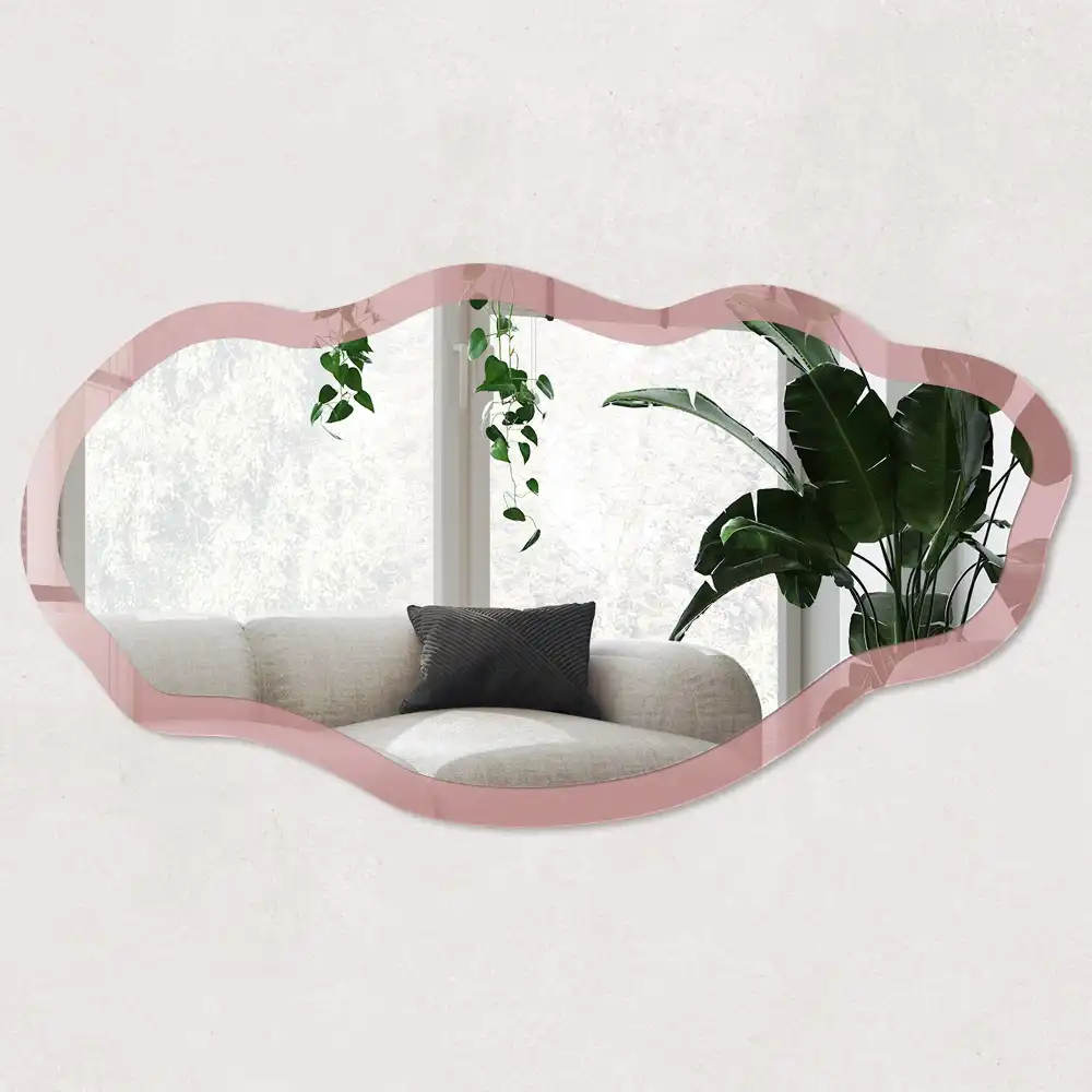 Miroir décoratif irrégulier avec impression bordeaux soutenu