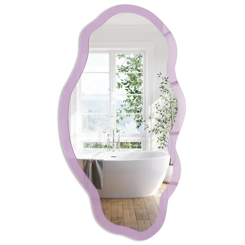 Miroir irrégulier avec impression violet clair