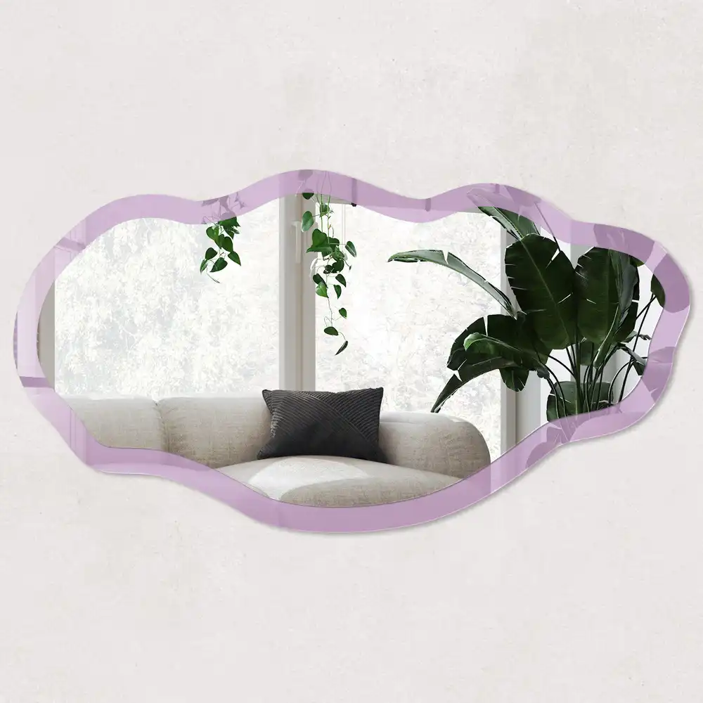 Miroir irrégulier avec impression violet clair