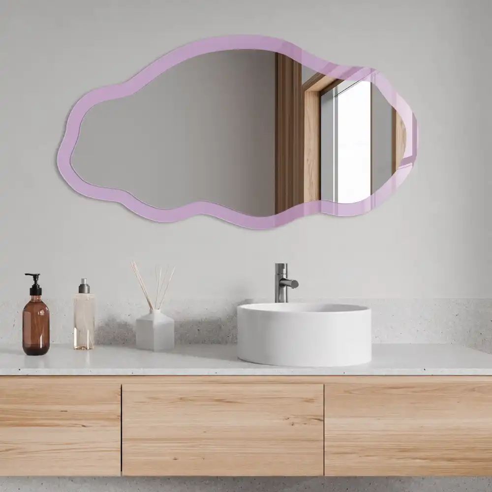 Miroir irrégulier avec impression violet clair