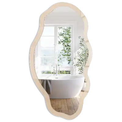 Miroir encadré à impression de forme irrégulière beige et orange