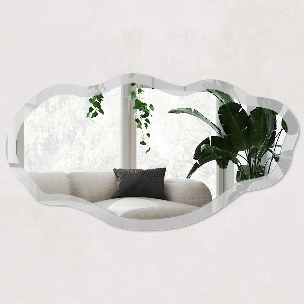 Miroir décoratif irrégulier avec impression grise lisse