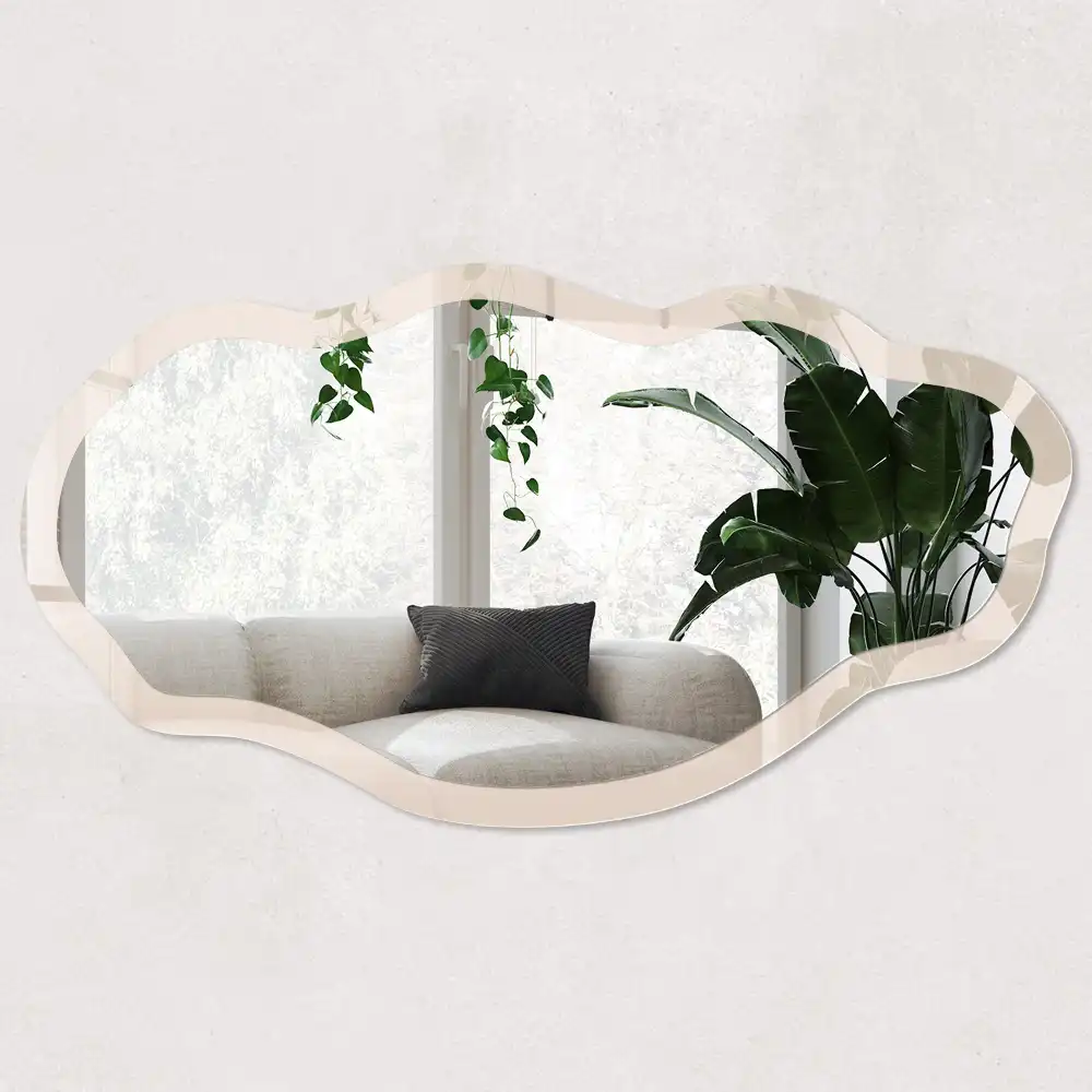 Miroir irrégulier à impression beige chaud