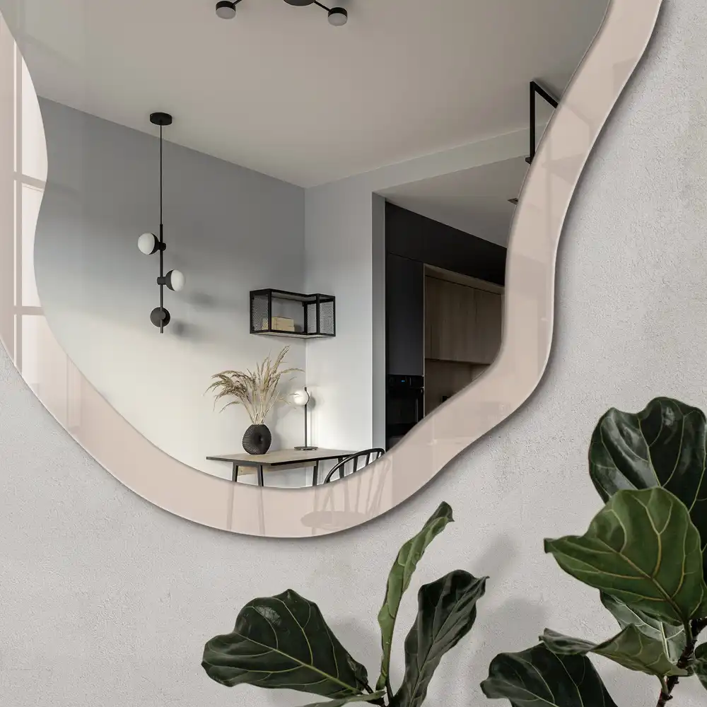 Miroir irrégulier à impression beige chaud