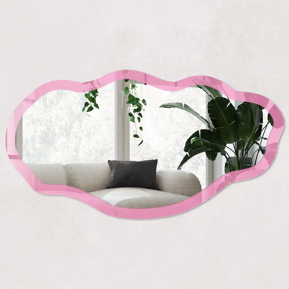 Miroir irrégulier à impression rose froid
