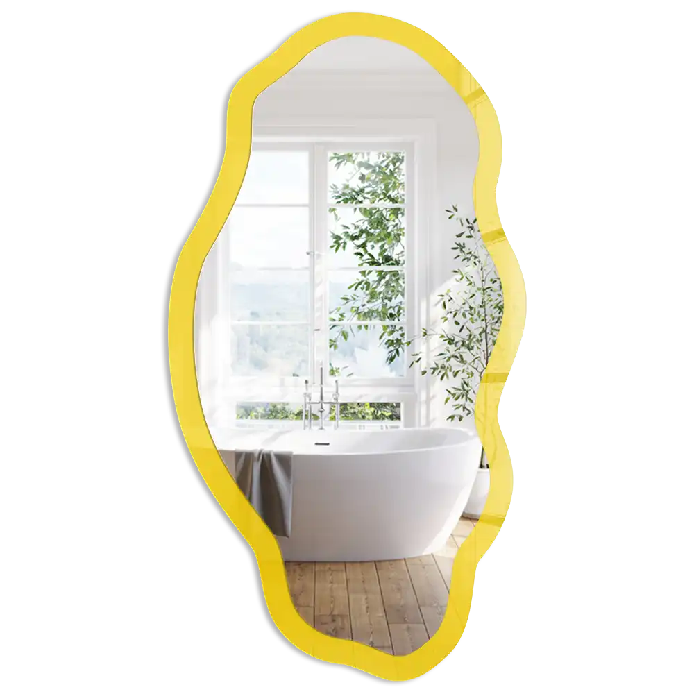 Miroir décoratif irrégulier à impression jaune intense
