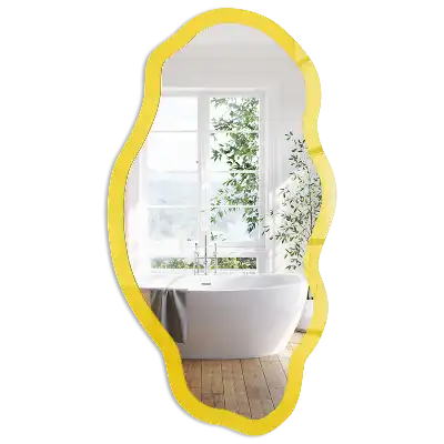 Miroir décoratif irrégulier à impression jaune intense