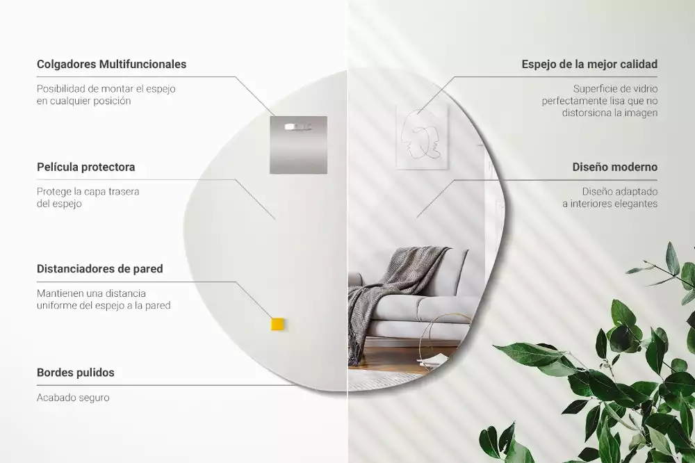 Miroir asymétrique suspendu moderne