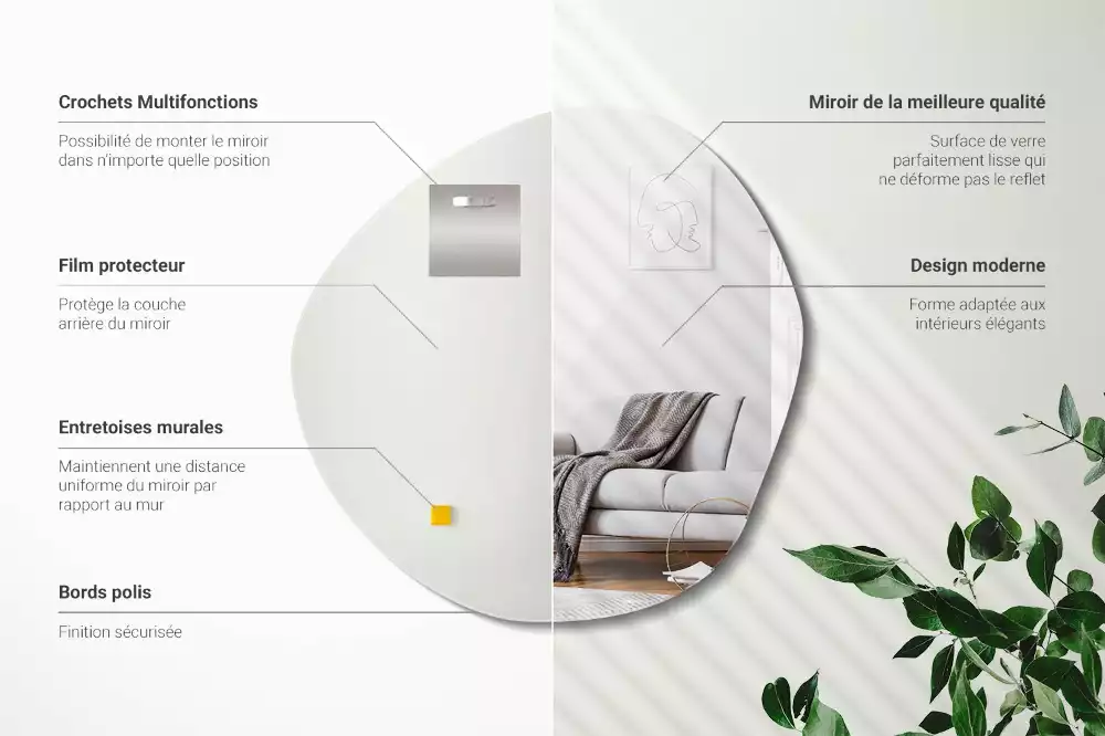 Miroir asymétrique suspendu moderne