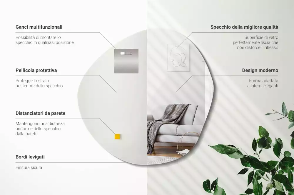 Miroir asymétrique suspendu moderne
