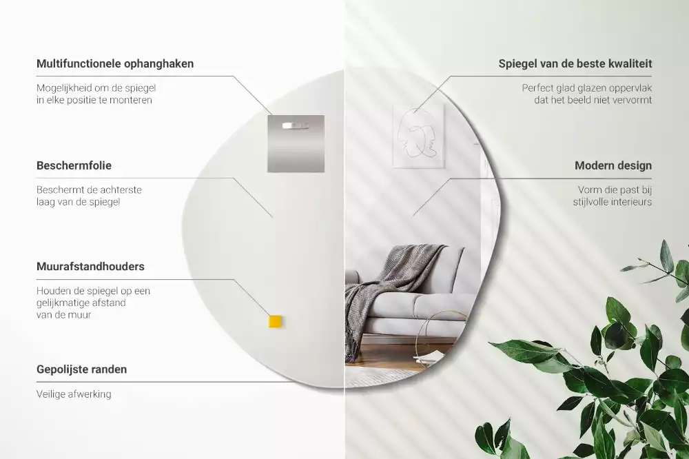 Miroir asymétrique suspendu moderne