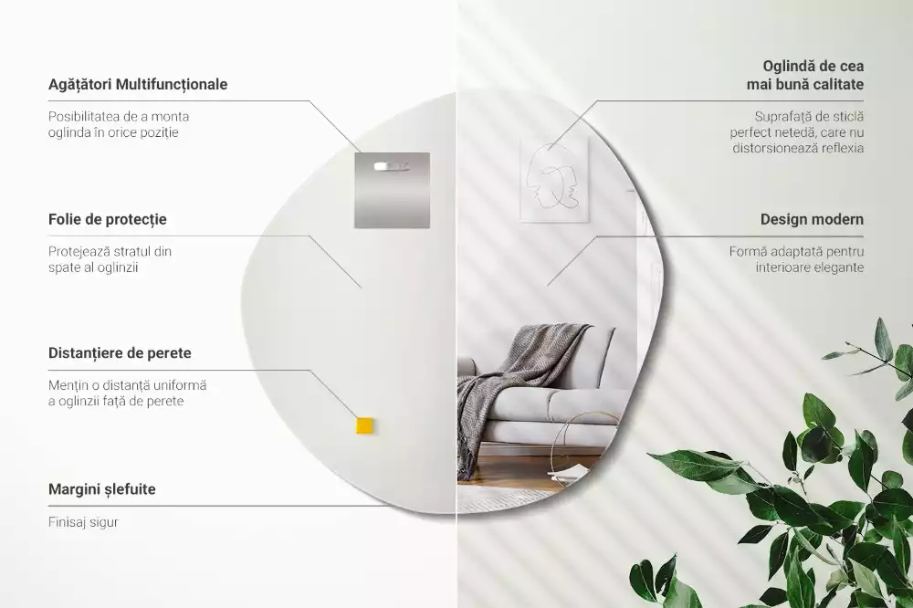 Miroir asymétrique suspendu moderne