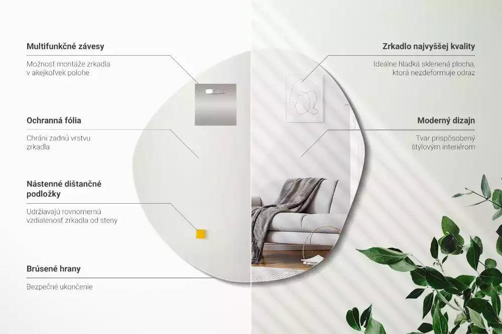 Miroir asymétrique suspendu moderne