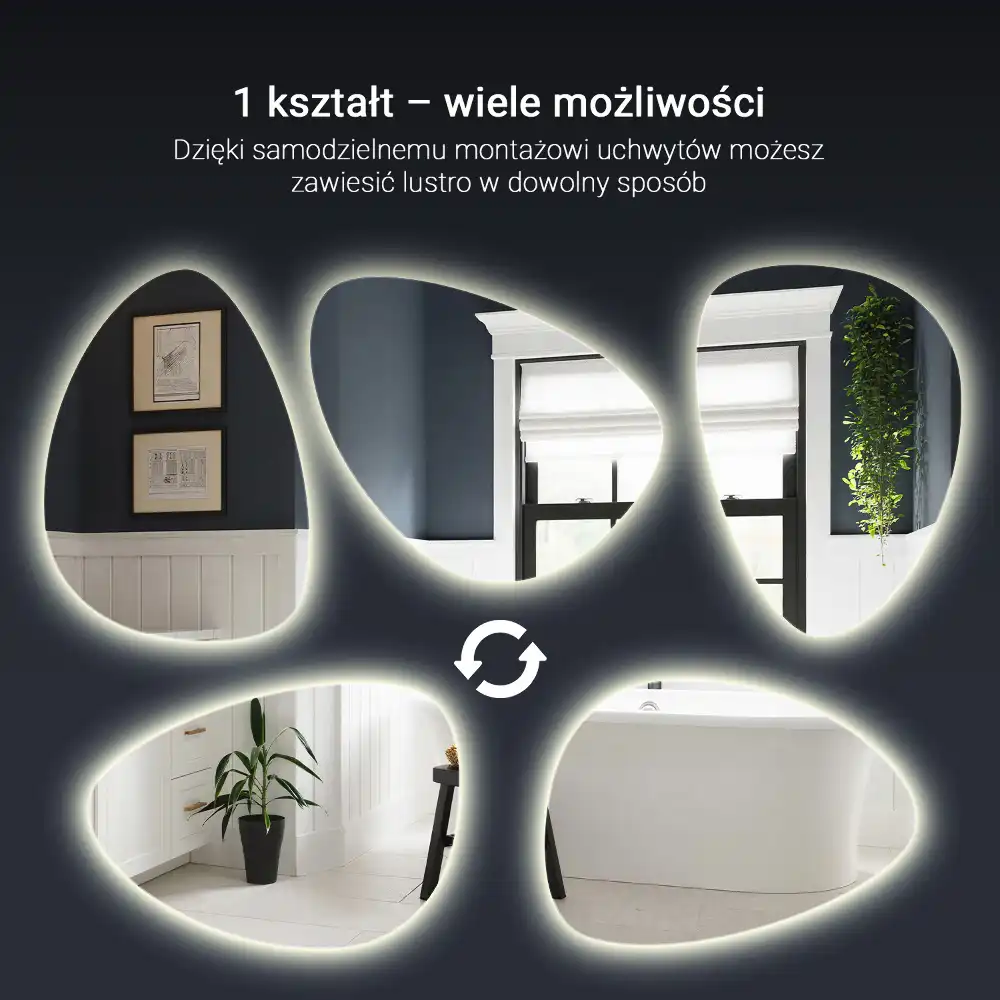 Miroir mural en forme d'œuf avec éclairage LED
