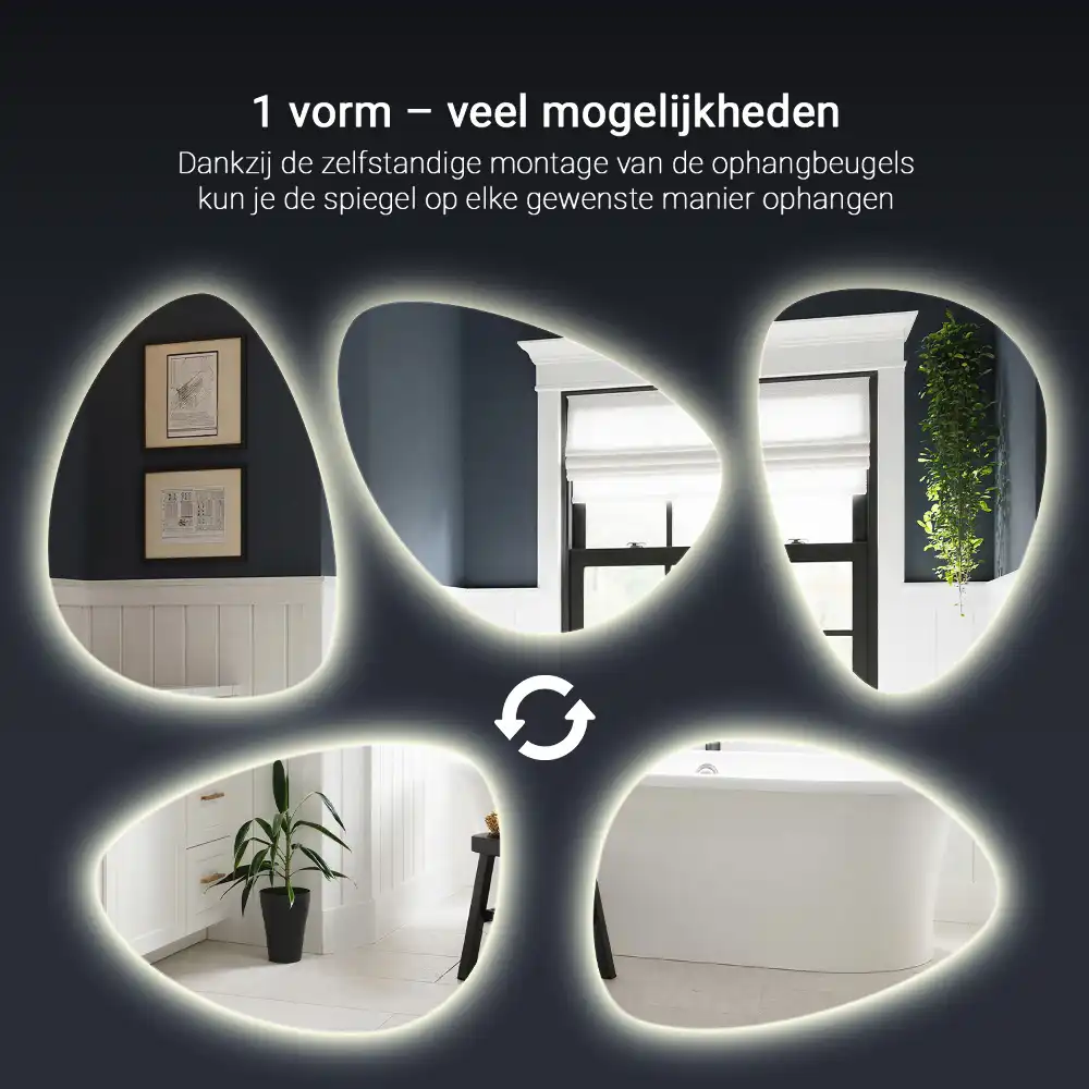 Miroir mural en forme d'œuf avec éclairage LED