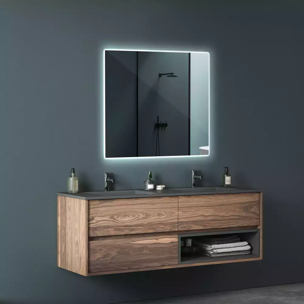 Miroir carré moderne avec éclairage LED