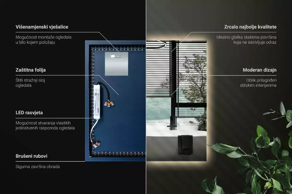 Miroir carré moderne avec éclairage LED