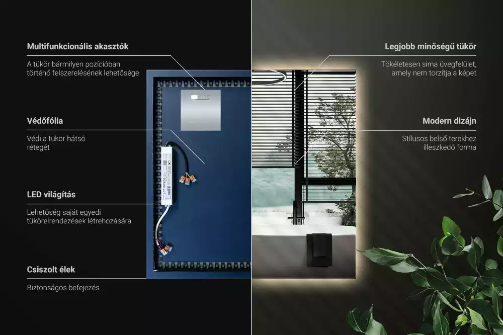 Miroir carré moderne avec éclairage LED