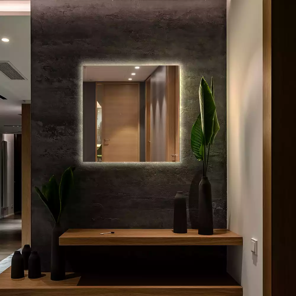 Miroir carré moderne avec éclairage LED