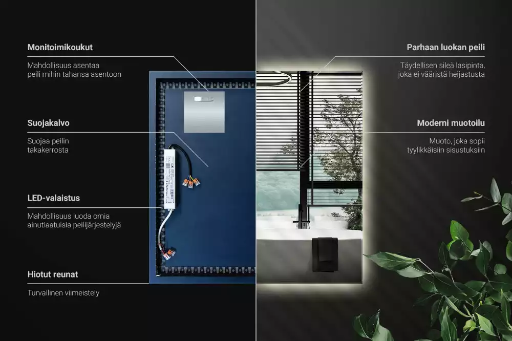 Miroir carré moderne avec éclairage LED