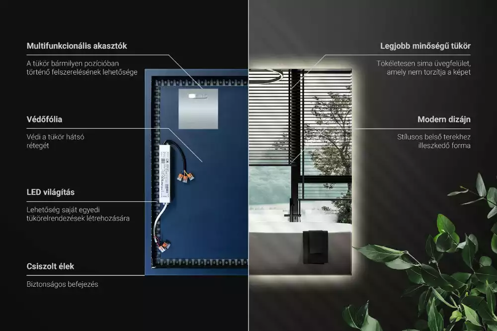 Miroir carré moderne avec éclairage LED